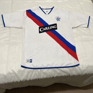 Rangers Glasgow 2004/2005 Away Football Shirt Jersey Carling Vintage Sz L White